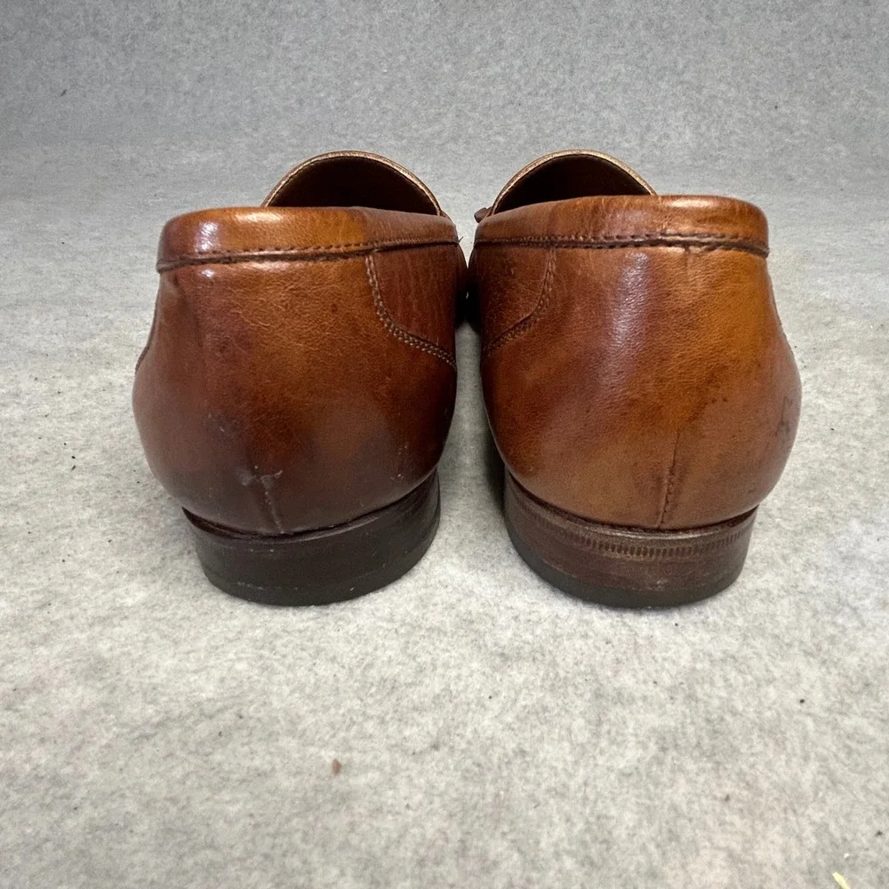 Florsheim Mens Brown Leather Tassel Weave Loafer Shoes 7.5 D Heritage Preppy 90s